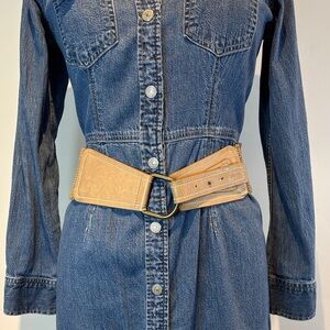 Olsen tan leather and Cotton weaved belt size medium